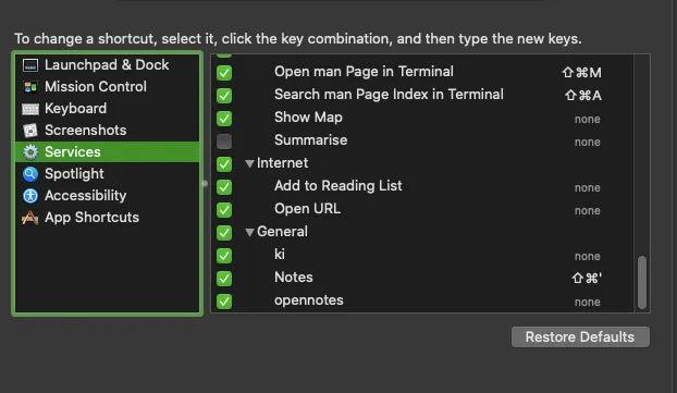 Screenshot of System Preferences